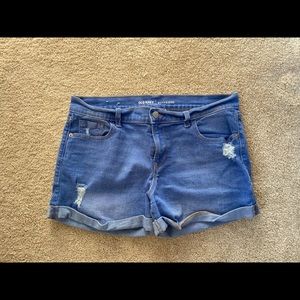 blue jean high waisted shorts